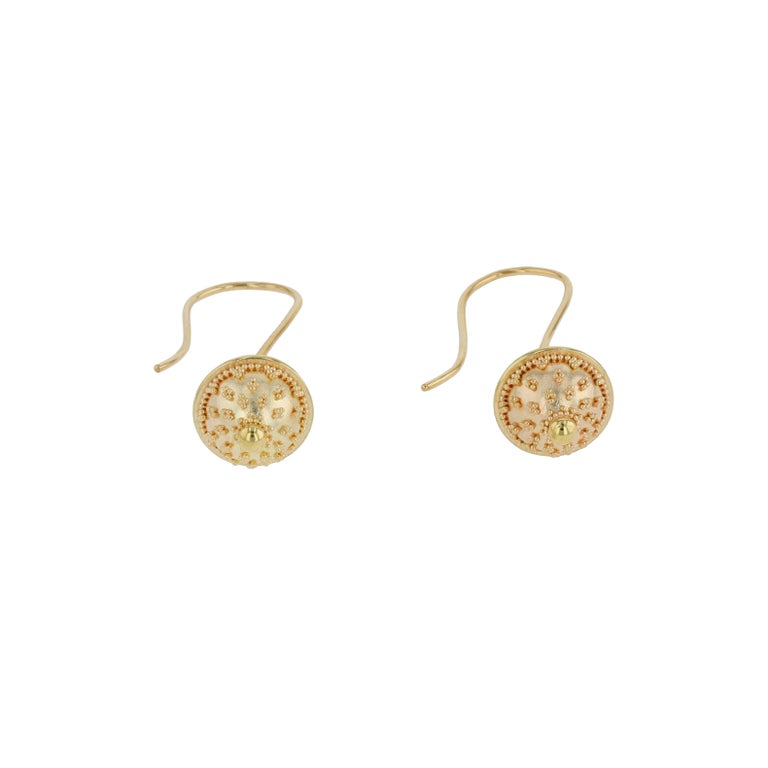 Kent Raible 18 Karat All Gold Acorn Drop Earrings with Fine Granulation For Sale 3