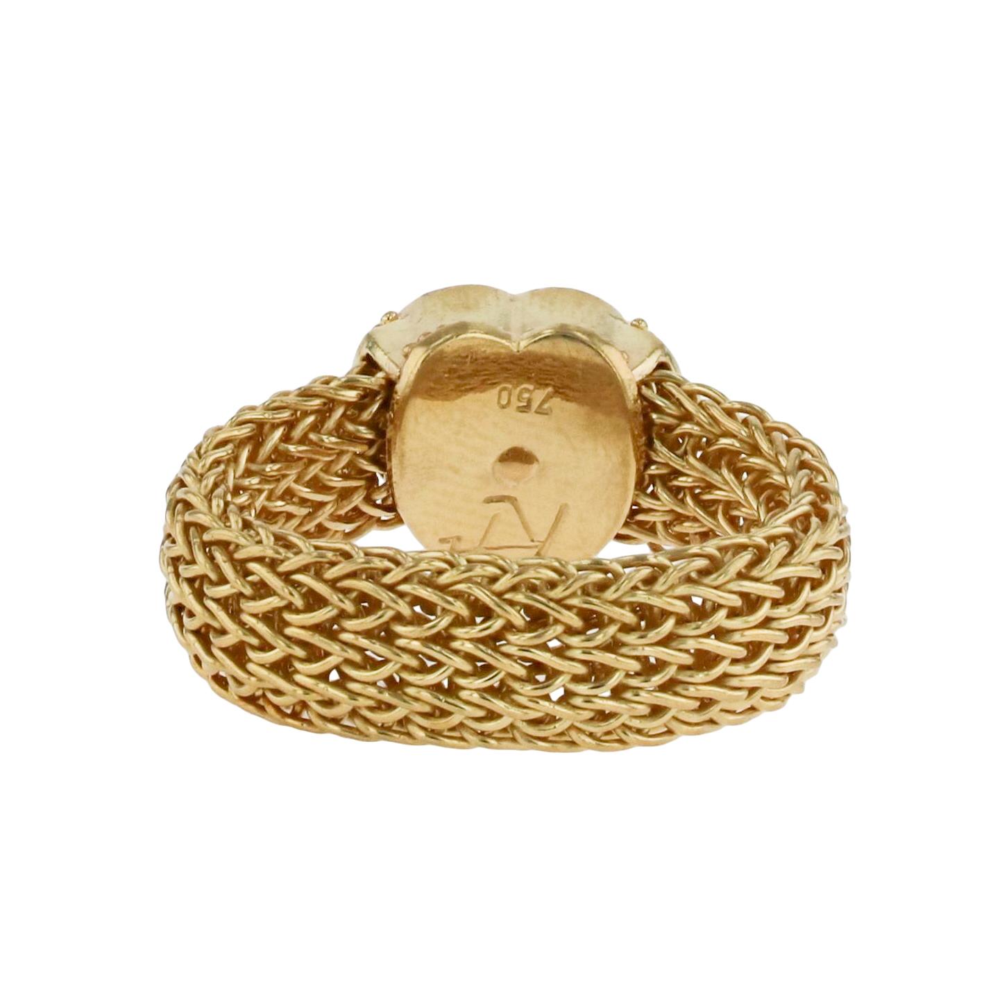 Kent Raible 18 Karat All Gold Heart Ring with a Woven Chain Band and Granulation In New Condition For Sale In Mossrock, WA