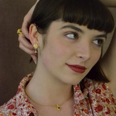 Kent Raible 18 Karat Gold Australian Opal and Rubellite Earrings, Granulation