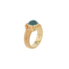 Kent Raible 18 Karat Gold Indicolite Ring with Granulation