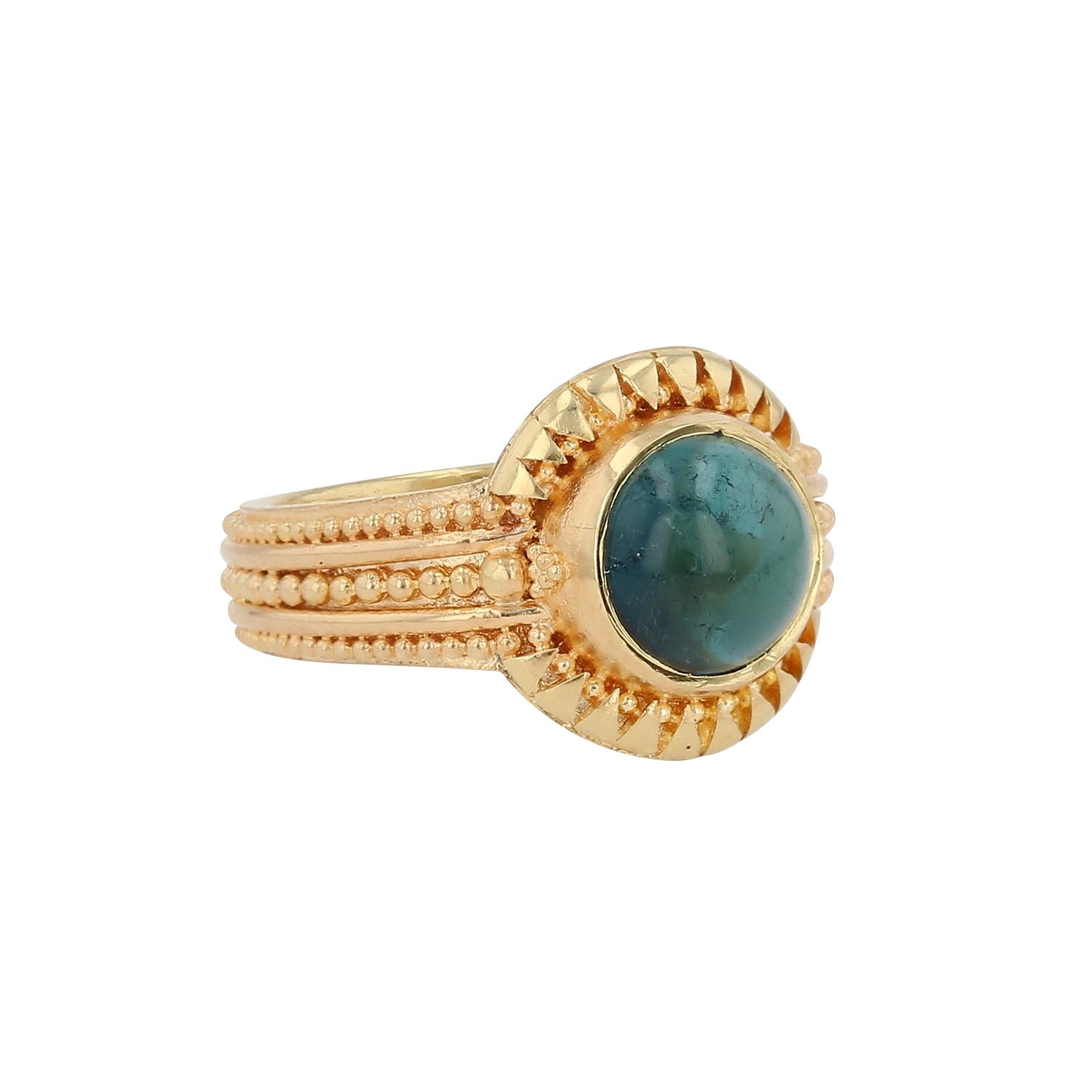Artisan Kent Raible Bague en or 18 carats en Indicolite avec granulation en vente