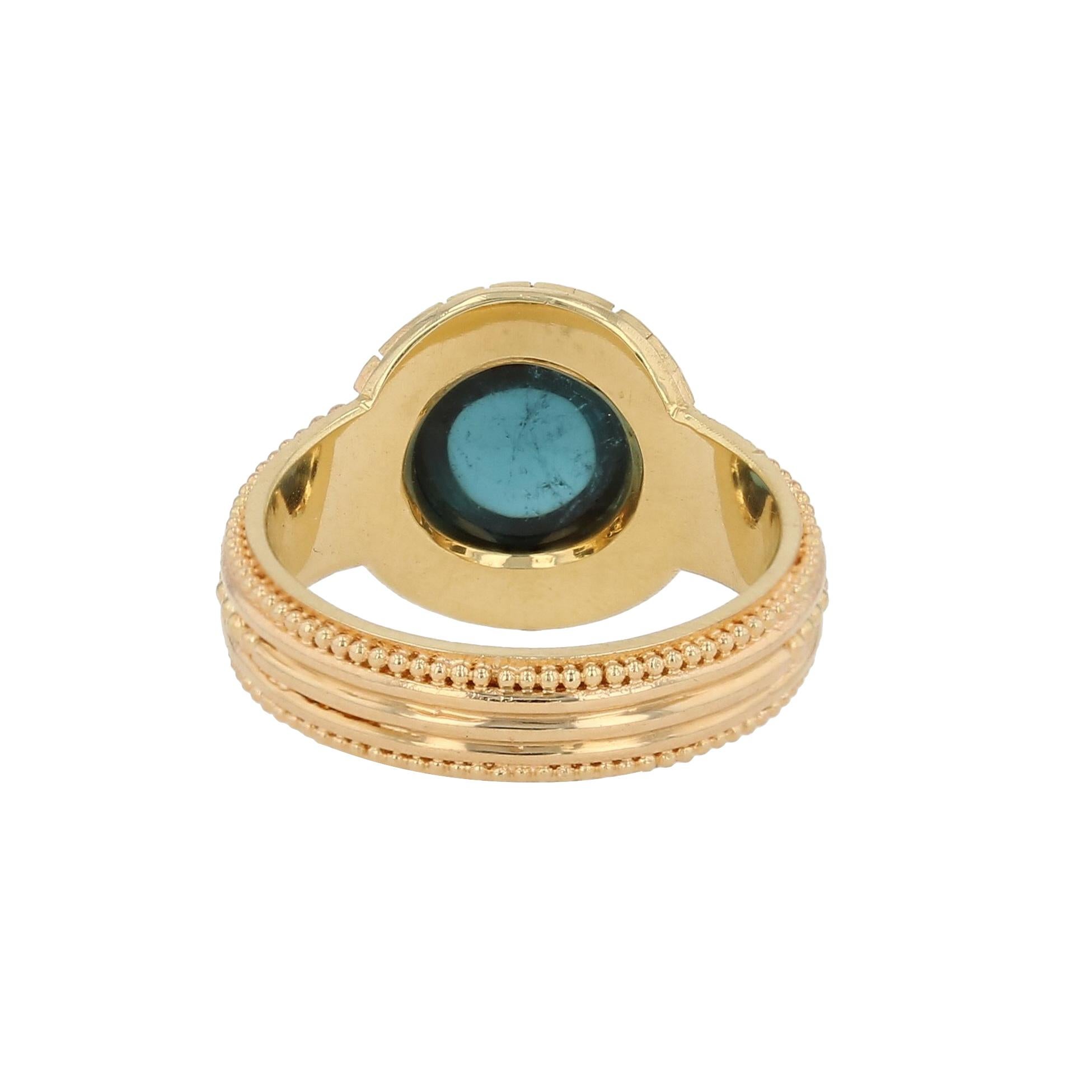 Kent Raible Bague en or 18 carats en Indicolite avec granulation Neuf - En vente à Mossrock, WA