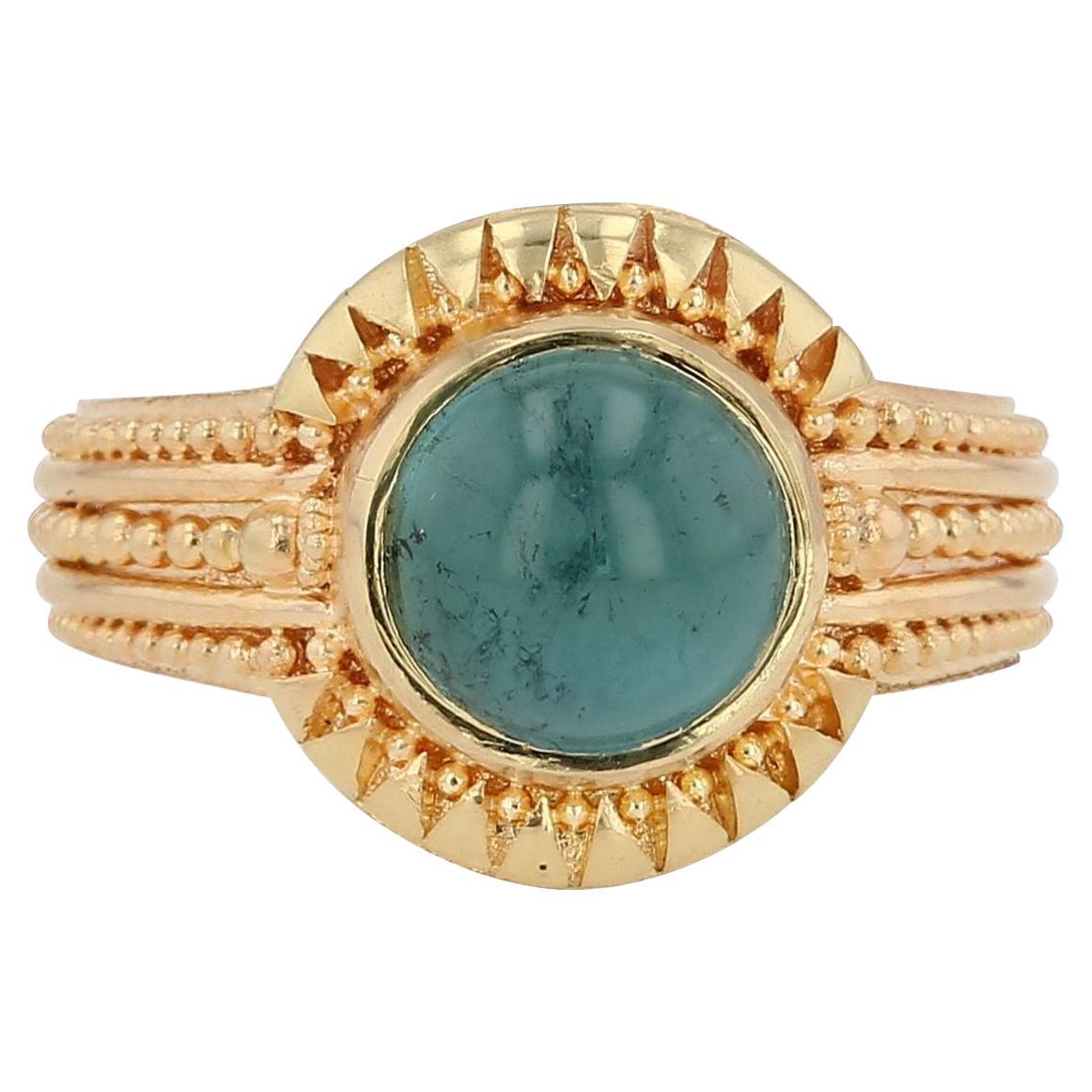 Kent Raible Bague en or 18 carats en Indicolite avec granulation en vente