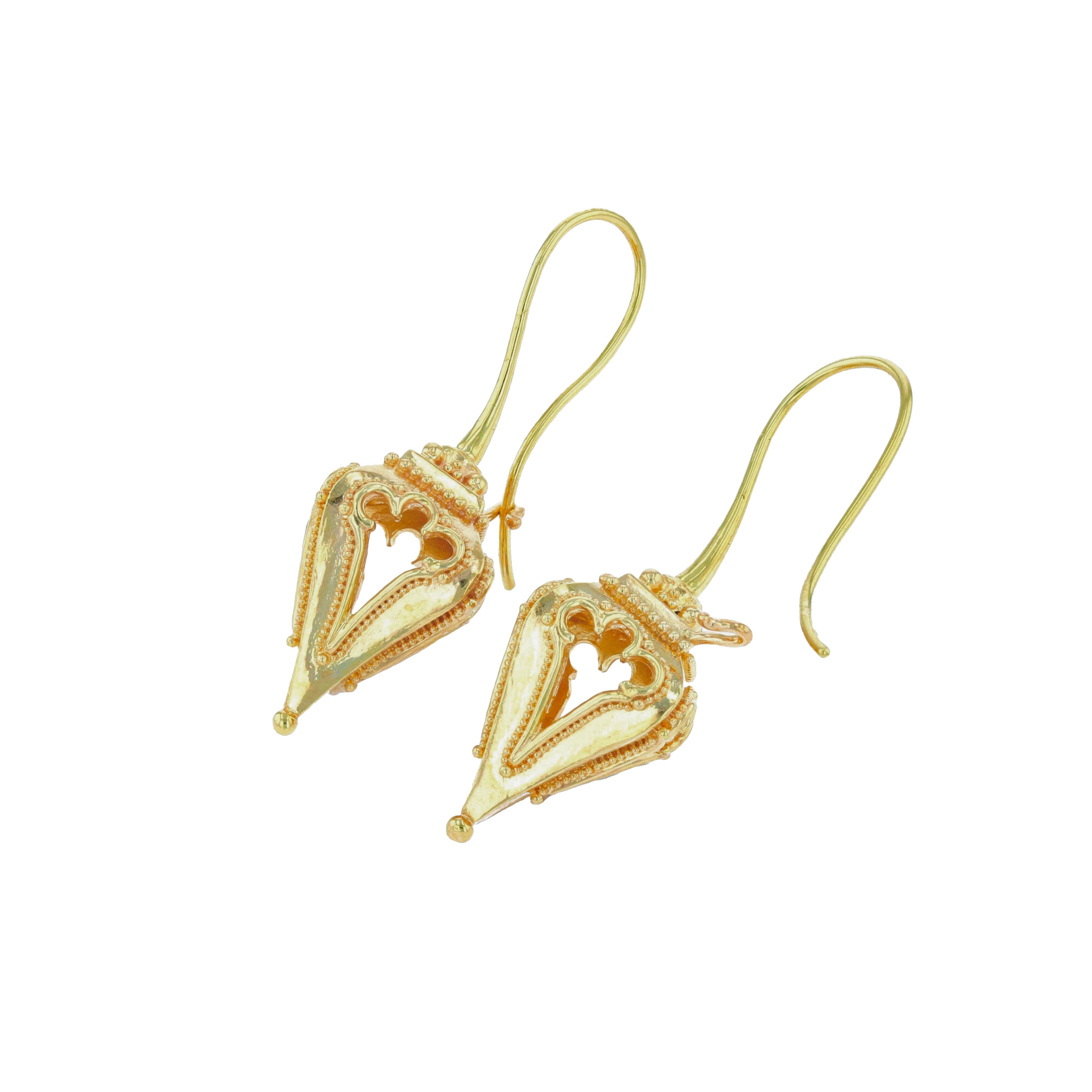 Kent Raible 18 Karat Gold 'Lantern Earrings' with Granulation Detail 4