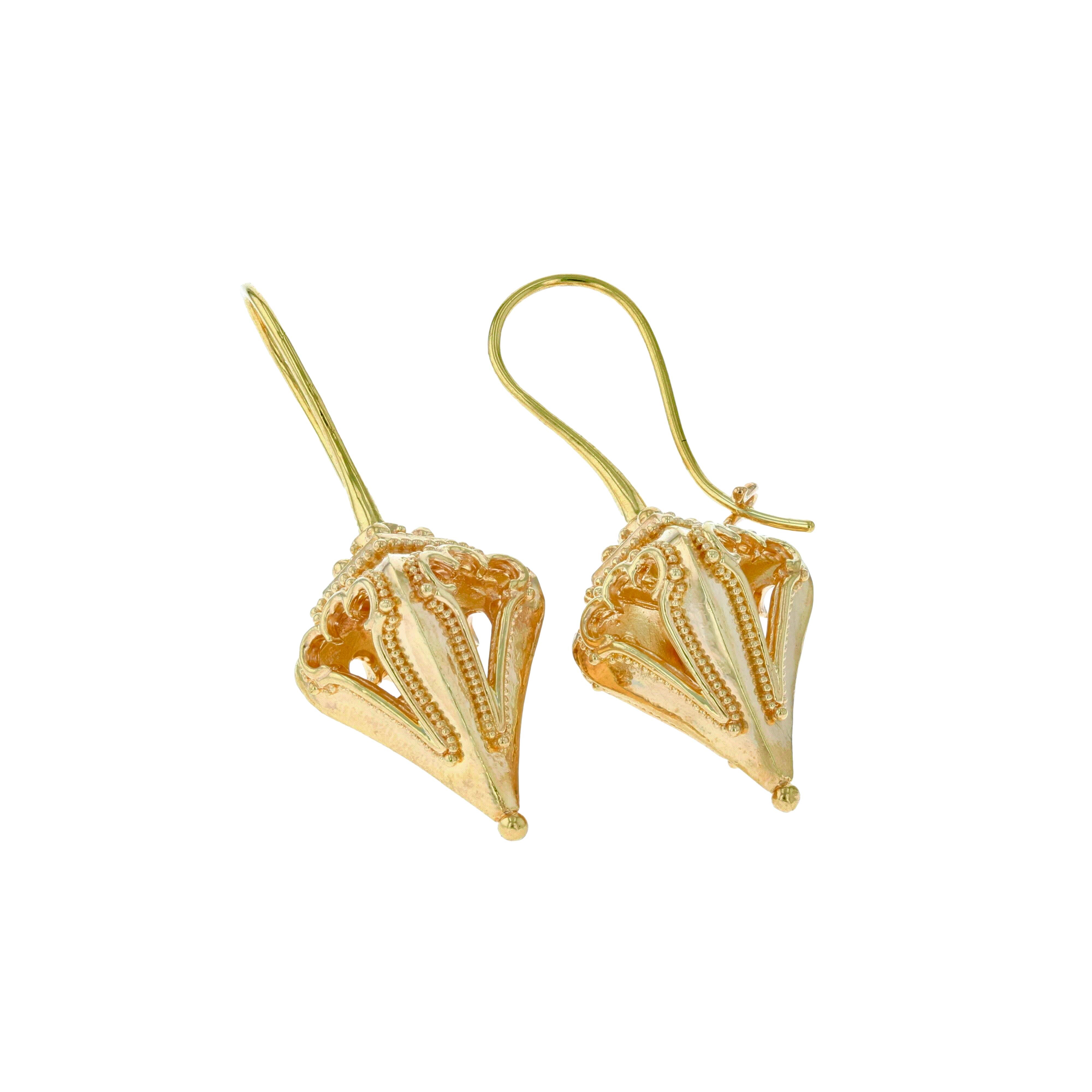 Kent Raible 18 Karat Gold 'Lantern Earrings' with Granulation Detail 1