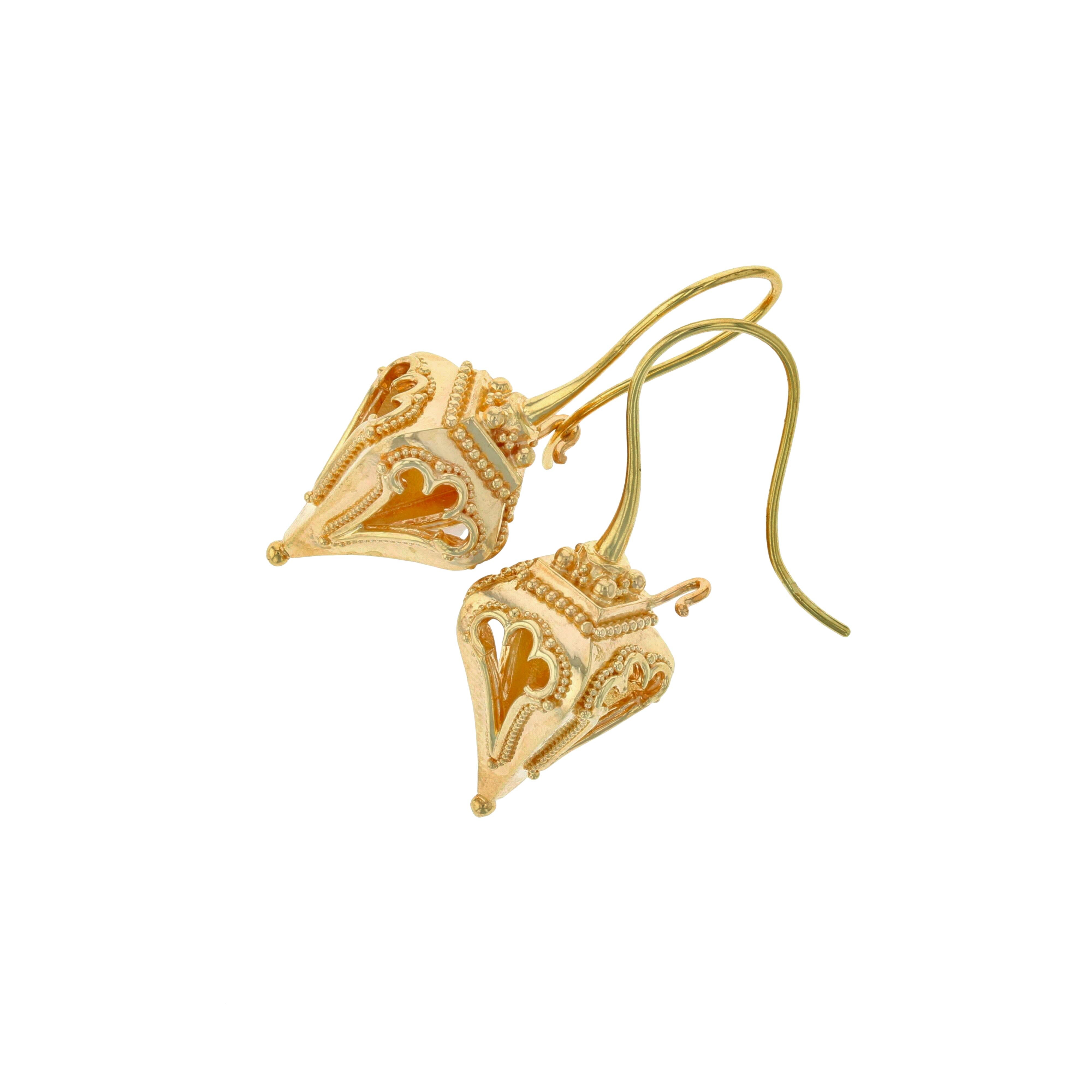 Kent Raible 18 Karat Gold 'Lantern Earrings' with Granulation Detail 2