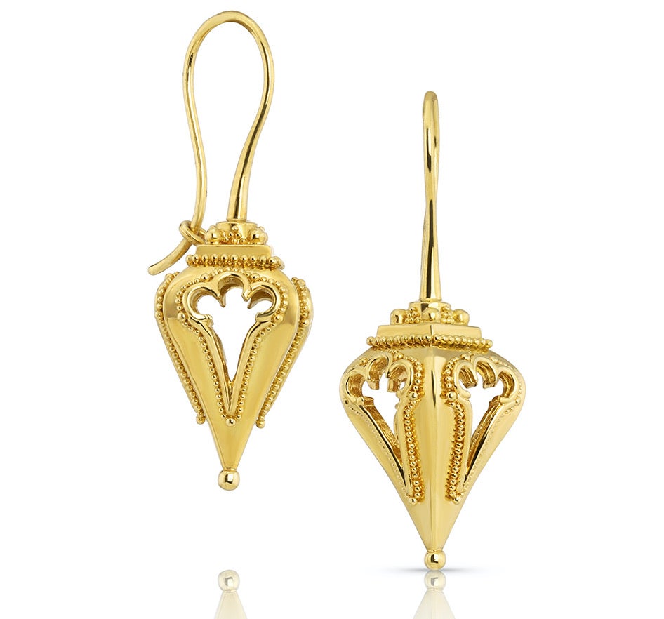 Kent Raible 18 Karat Gold 'Lantern Earrings' with Granulation Detail