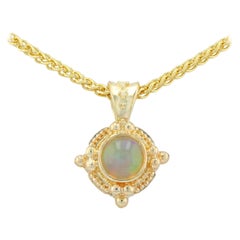 Kent Raible 18 Karat Gold Opal Pendant Enhancer with Fine Granulation