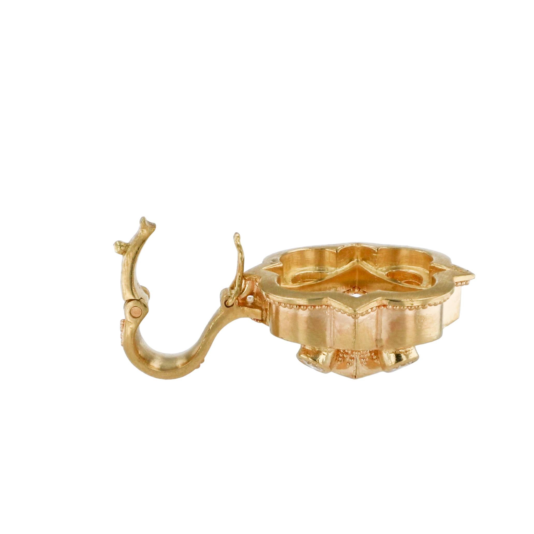 Mixed Cut Kent Raible 18 Karat Gold Pendant with Aquamarine, Diamonds and Fine Granulation