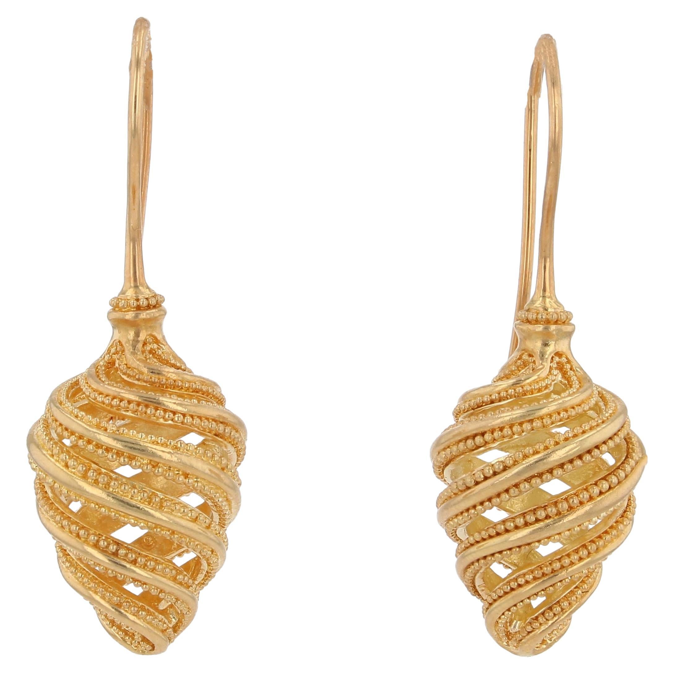 Orecchini a cono a spirale in oro Kent Raible 18 carati con dettaglio di granulazione