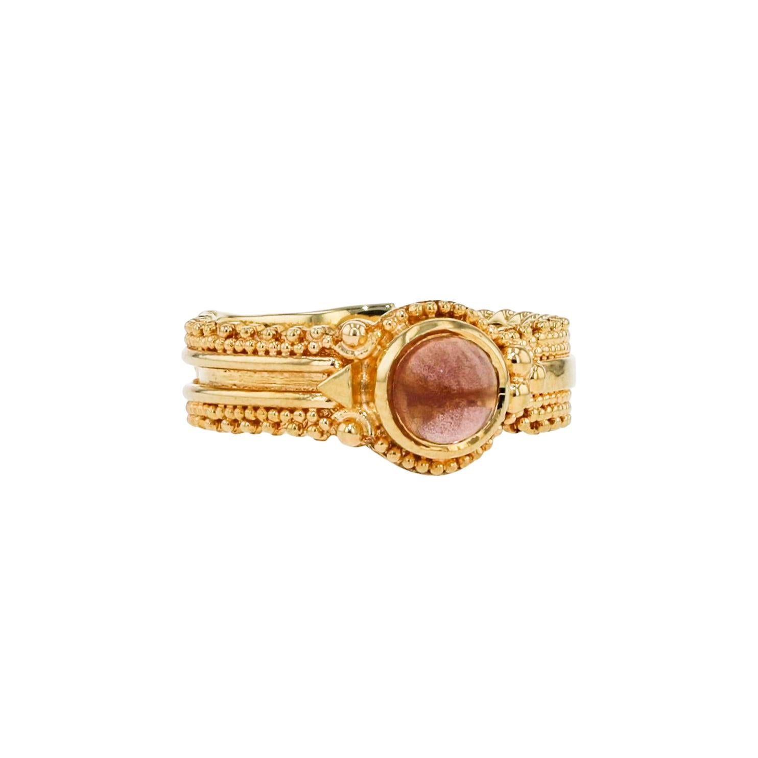 From the Kent Raible one of a kind collection we present this great little treasure! Rarely do you see a one of a kind ring from Kent in a small scale and at such an affordable price! The details change all around the band, and the Sunstone from
