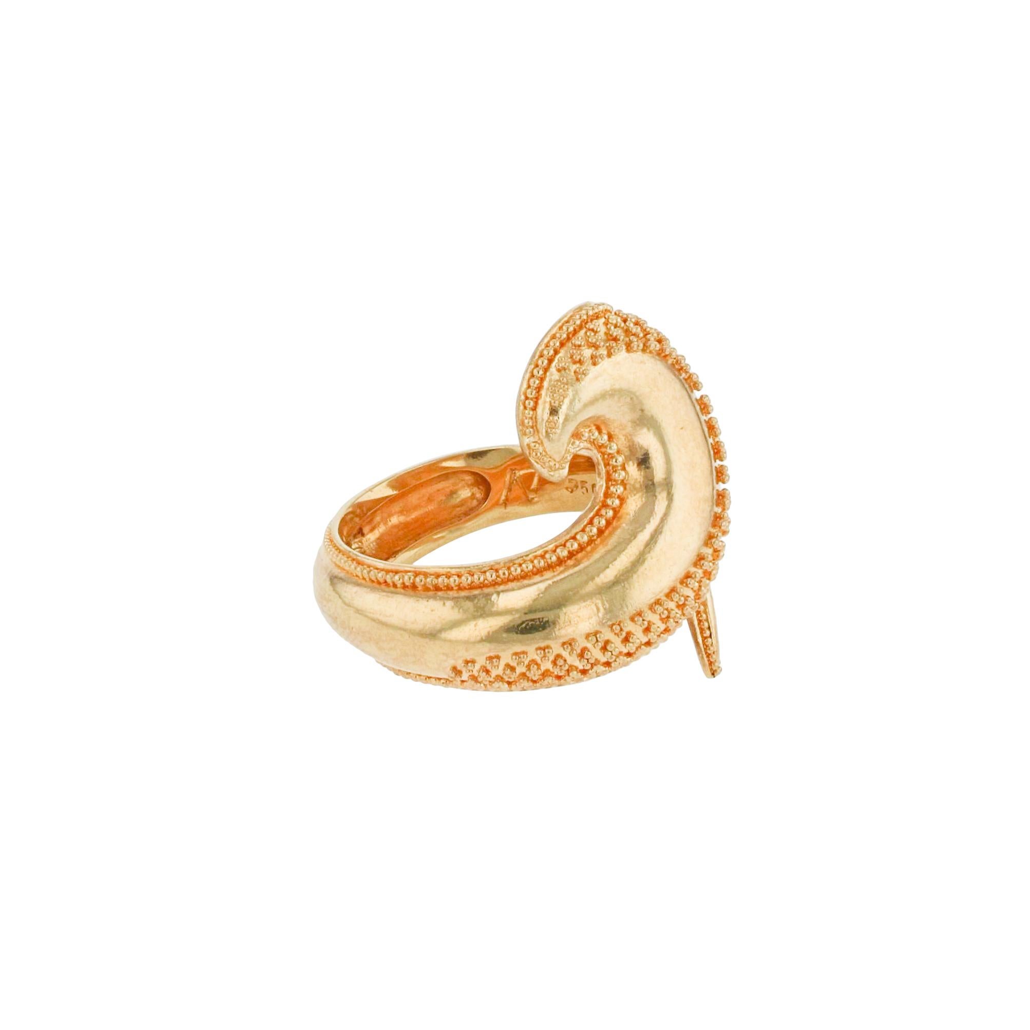 Artisan Kent Raible 18 Karat Golden Wave Cocktail Ring with Fine Granulation