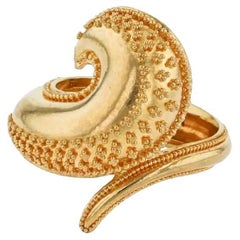 Kent Raible 18 Karat Goldener Wellen-Cocktailring mit feiner Granulation