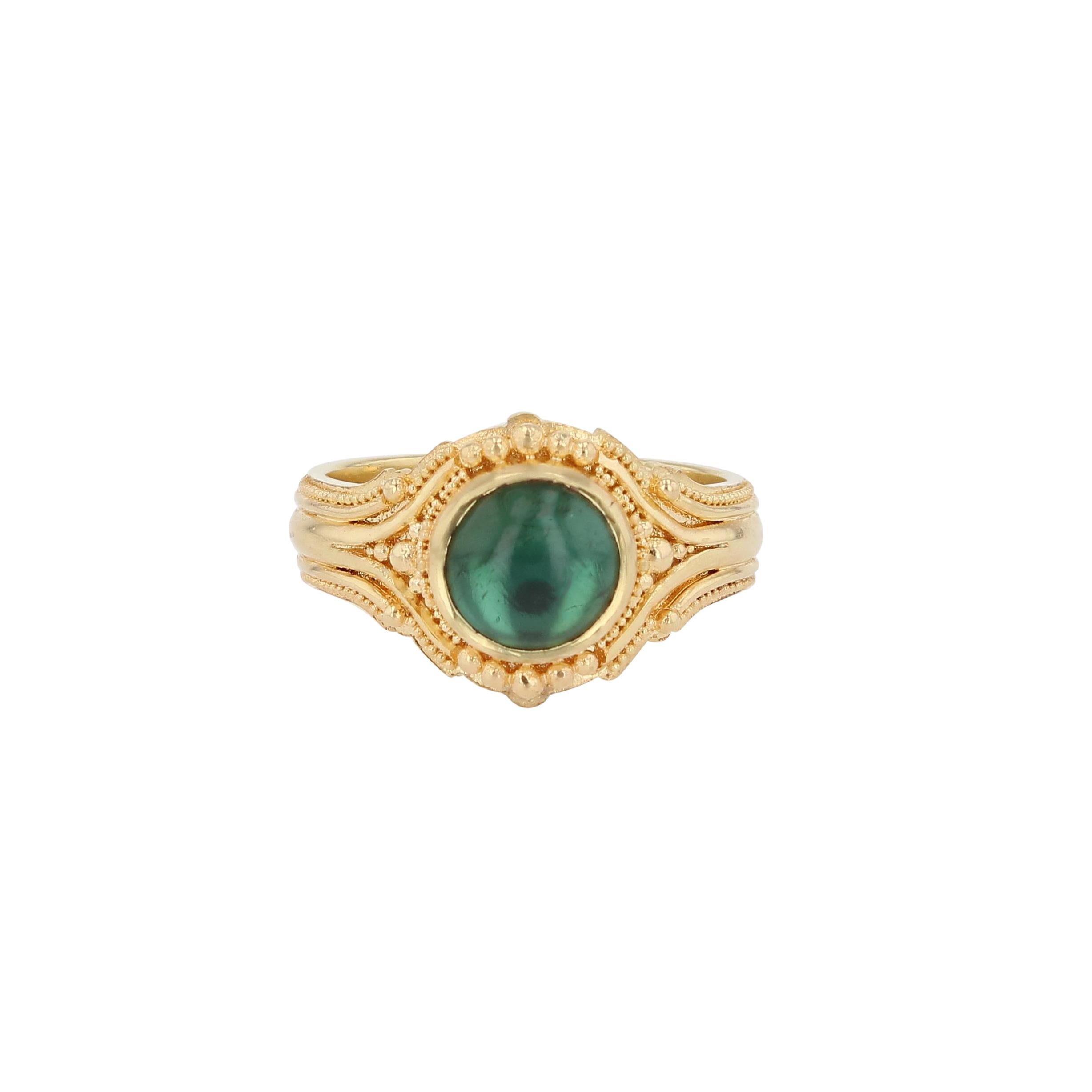 Bague en tourmaline 18 carats avec granulation d'or du Kent Raible Neuf - En vente à Mossrock, WA