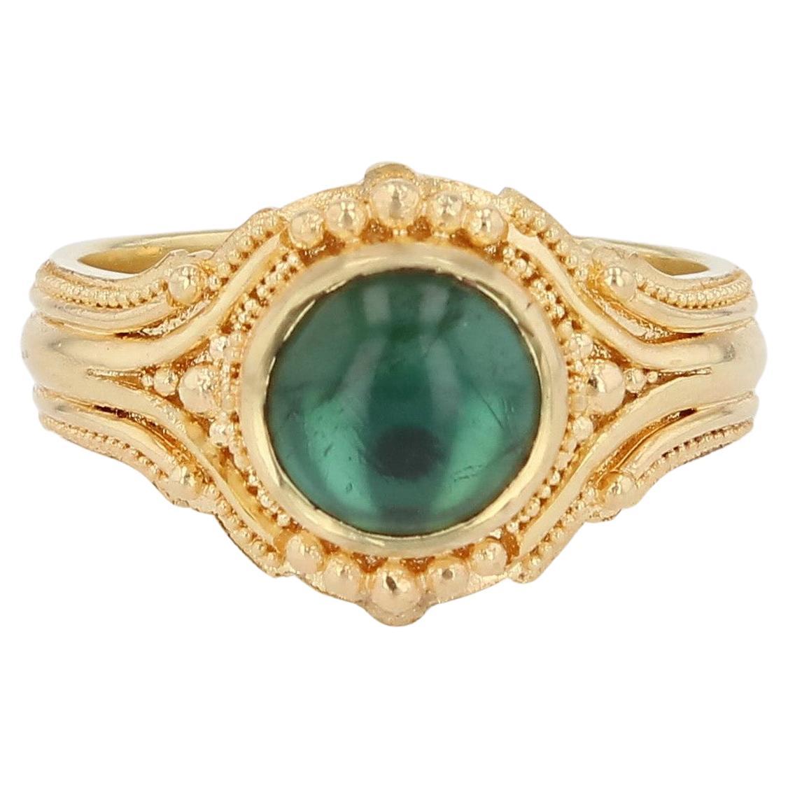 Bague en tourmaline 18 carats avec granulation d'or du Kent Raible