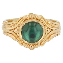 Bague en tourmaline 18 carats avec granulation d'or du Kent Raible