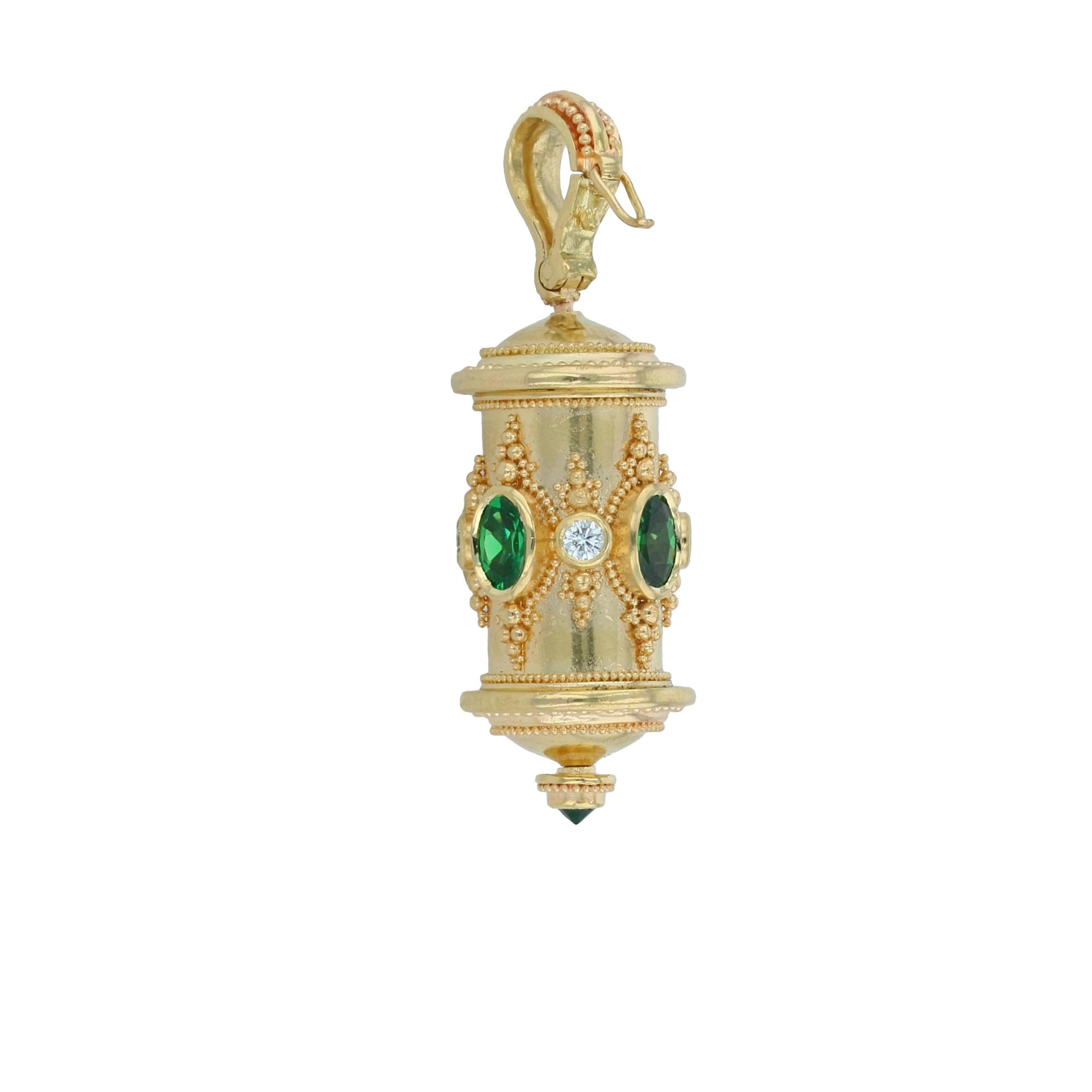 Kent Raible 18 Karat Tsavorit Granat und Diamant Gebetrad-Halskette Enhancer 2