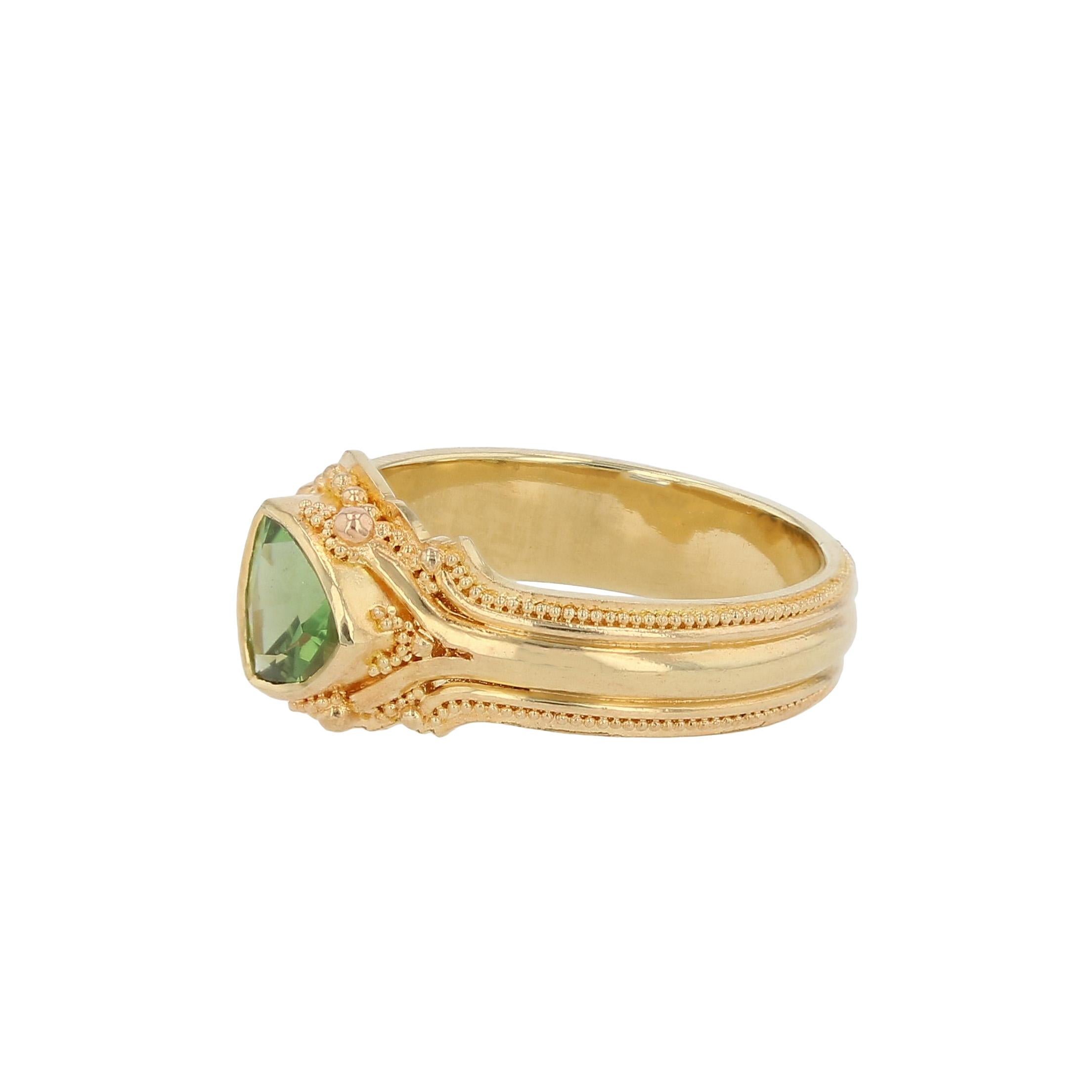 Kent Raible Bague cocktail en or 18K avec tourmaline Seafoam et saphir bleu Unisexe en vente