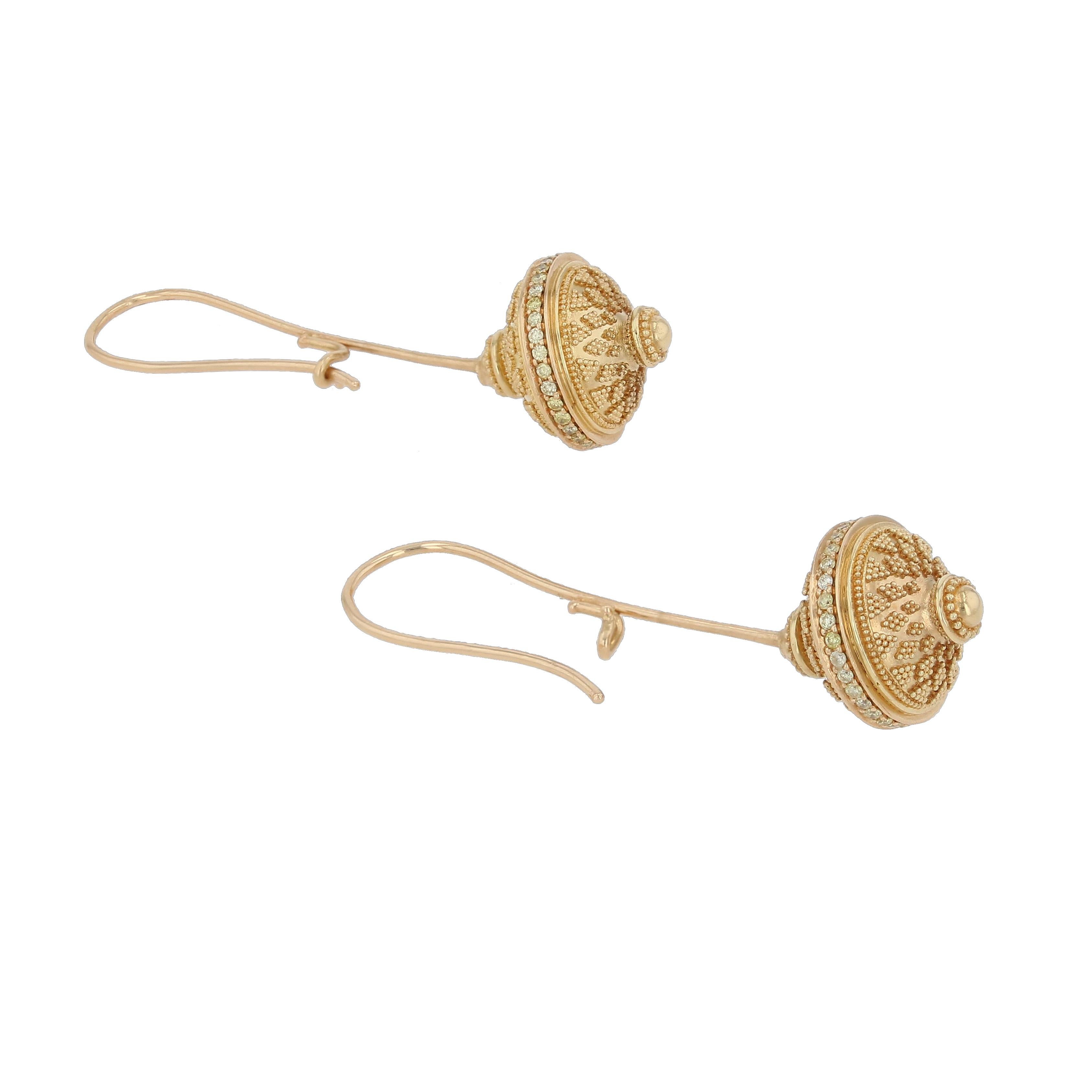 Fly away home in Kent Raible's gold and Yellow Diamond Flying Saucer Earrings!
The saucers are on a swivel where the ear wire meets the saucer, so they dance and play, reminding you that life is a joy, and the moment is now!
These are from the Kent
