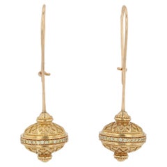 Kent Raible 18k Gold Flying Saucer Earrings with Yellow Diamonds and Granulation