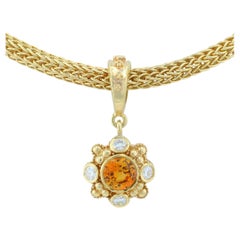 Kent Raible 18K Gold Sapphire Pendant Necklace with Diamond and Gold Granulation