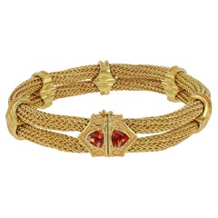 Kent Raible 18Karat Gold Chain Bracelet with Sunstones and Fine Granulation
