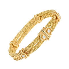 Kent Raible Doppelgewebtes Kettenarmband mit Diamanten und Goldgranulation