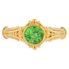 Kent Raible Grüner Granat 18 Karat Gold Solitär Ring mit Granulation