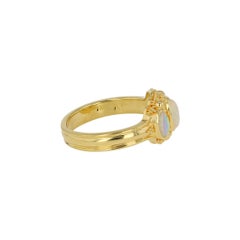 Kent Raible Opal Three-Stone Ring with Fine 18k Gold Granulation