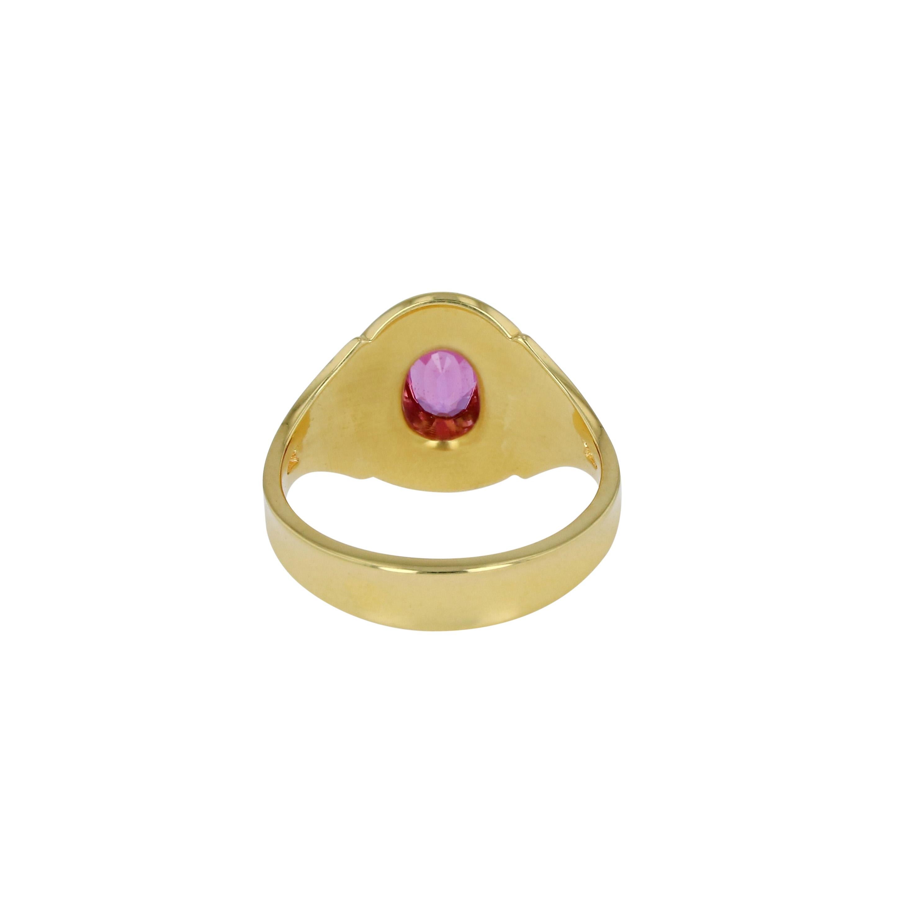 Kent Raible Pink Sapphire Solitaire Ring with 18 Karat Gold Fine Granulation In New Condition For Sale In Mossrock, WA