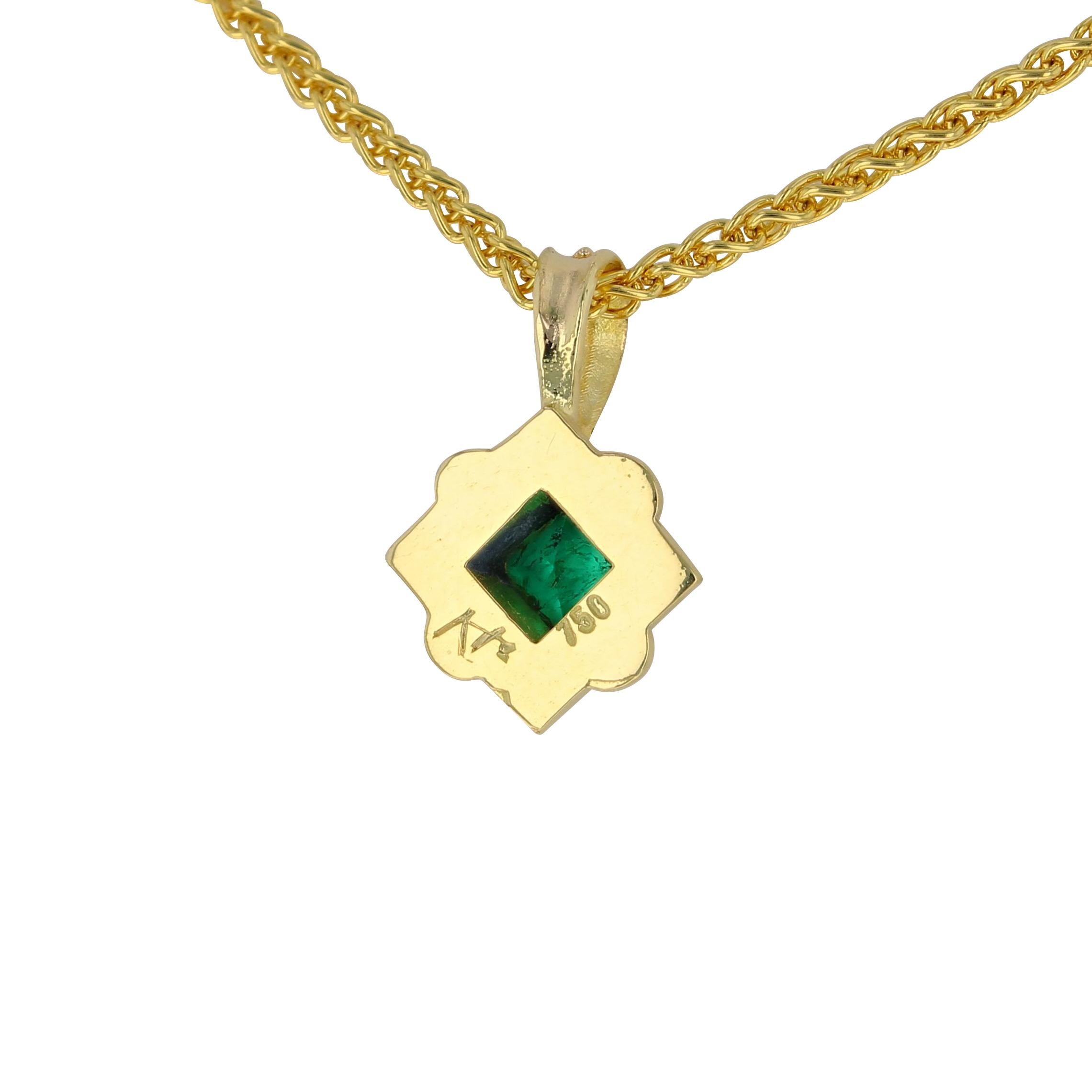 Women's or Men's Kent Raible's 18 Karat Gold Emerald Necklace Enhancer Pendant, Granulation