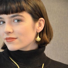 Kent Raible's 18 Karat Gold 'Fan' Dangle Earrings with fine Granulation