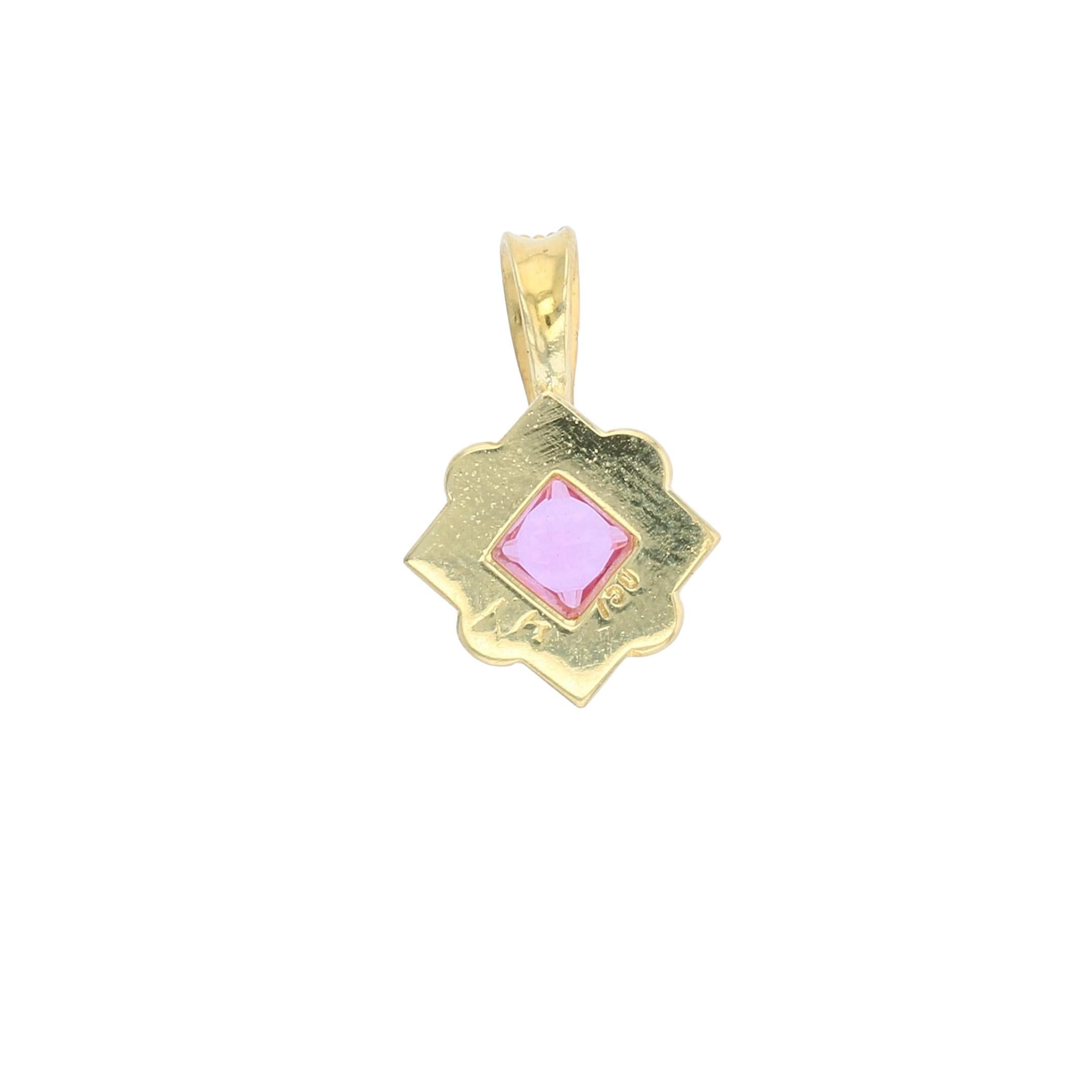 Kent Raible's 18 Karat Gold Pink Sapphire Necklace Enhancer Pendant, Granulation In New Condition In Mossrock, WA