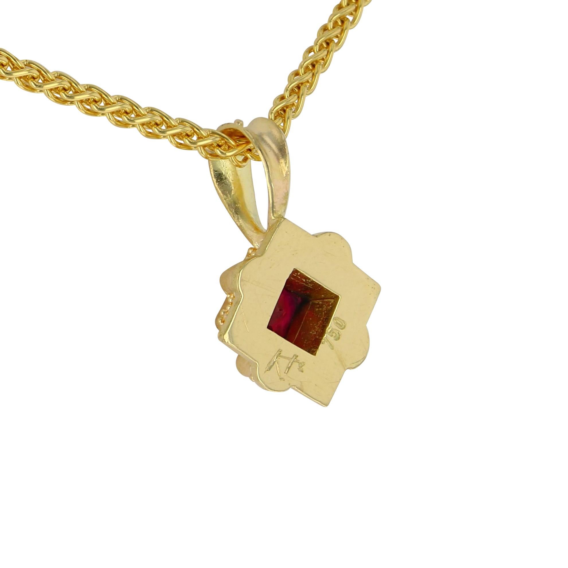 Kent Raible's 18 Karat Gold Ruby Necklace Enhancer Pendant, Granulation In New Condition For Sale In Mossrock, WA