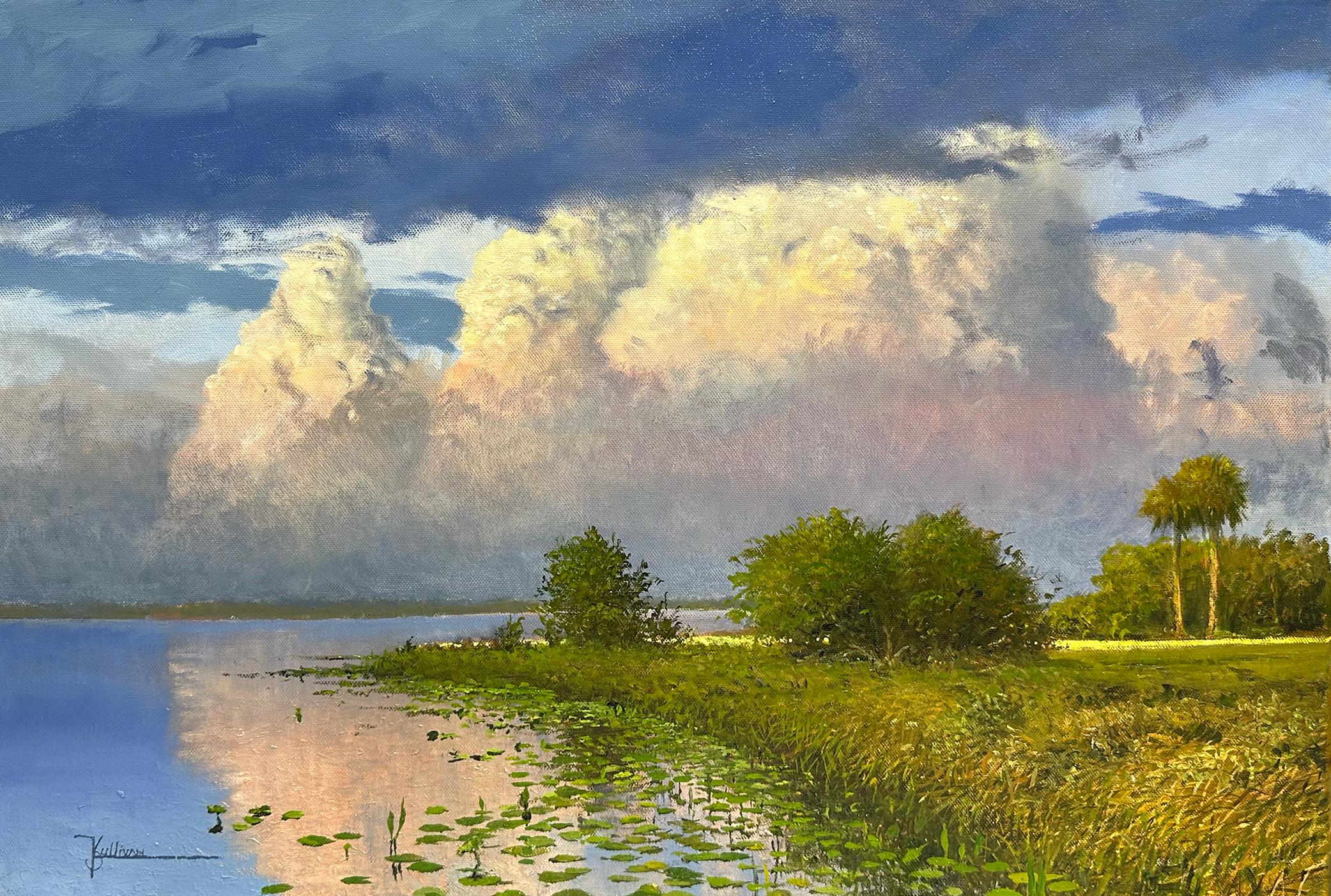 Soirée au bord du lac, peinture à l'huile - Art de Kent Sullivan