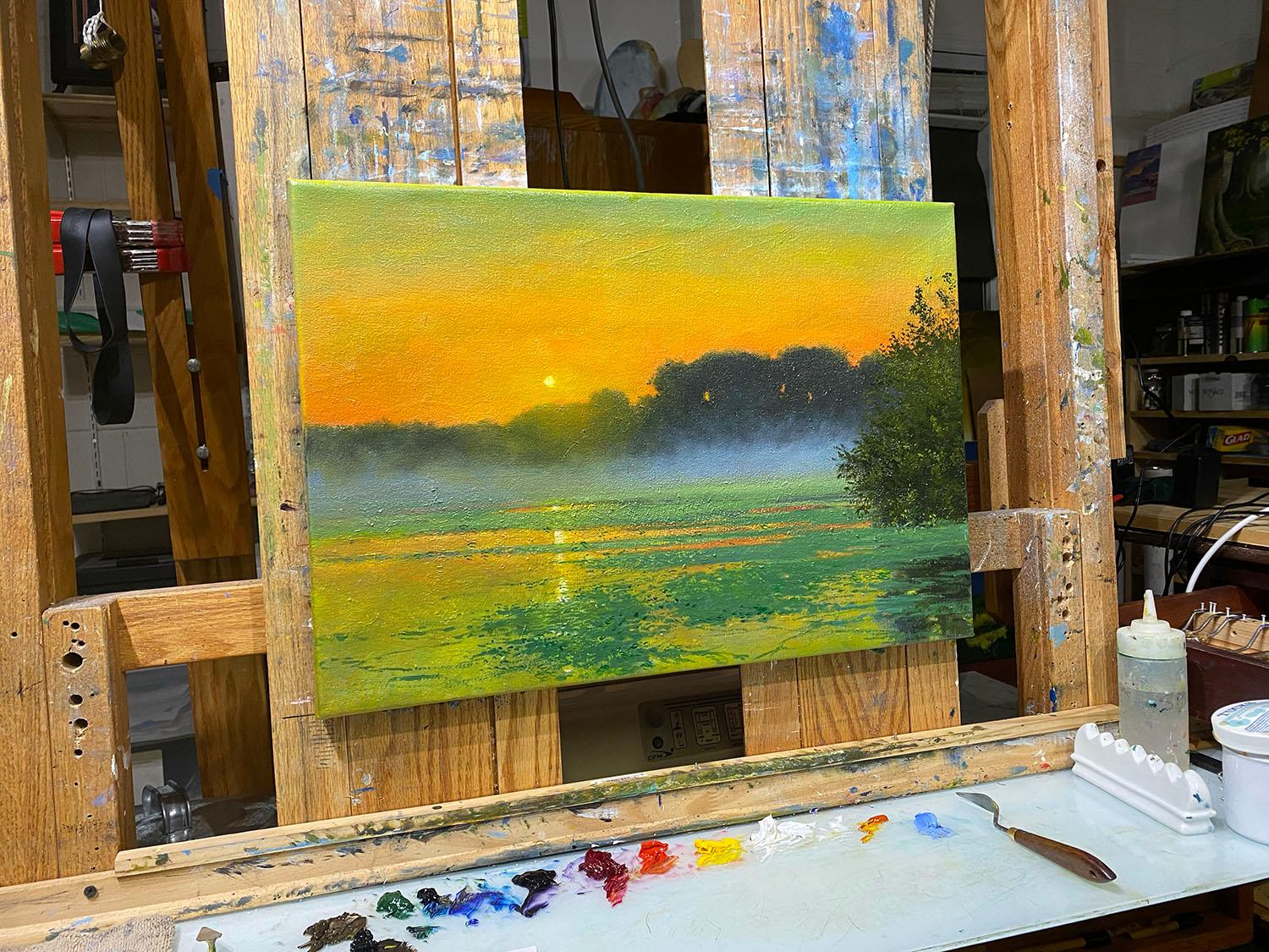 Sonnenuntergang am Moss Creek, Ölgemälde (Amerikanischer Realismus), Painting, von Kent Sullivan