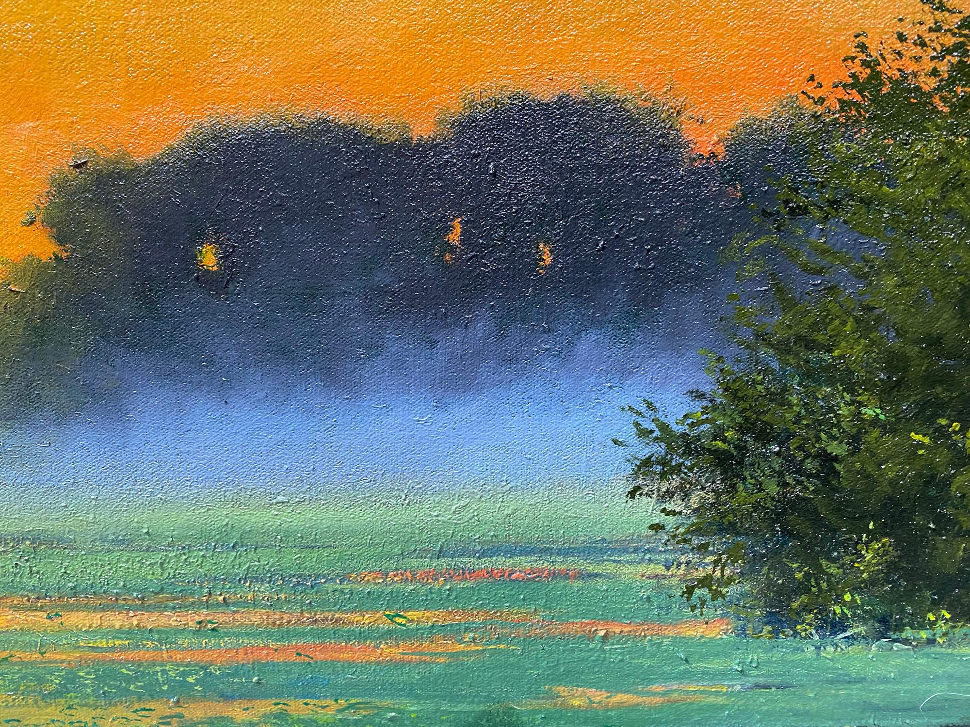 Sonnenuntergang am Moss Creek, Ölgemälde (Braun), Landscape Painting, von Kent Sullivan
