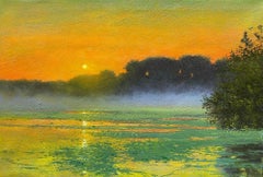 Peinture à l'huile - Jeune coucher de soleil à Moss Creek