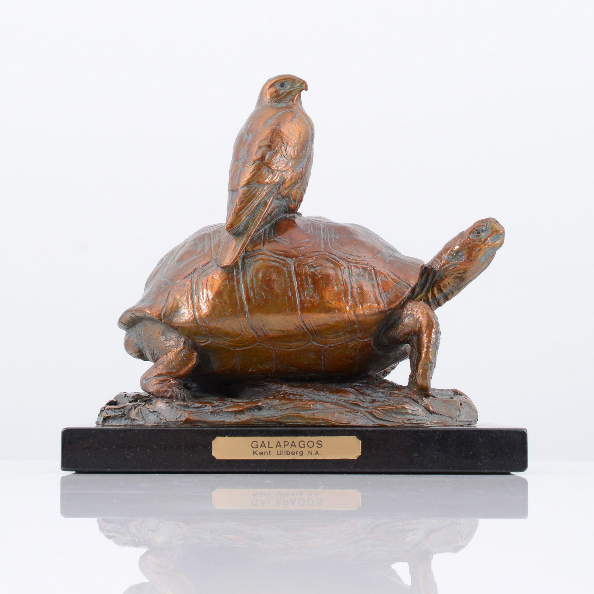 Kent Ullberg Bronze Sculpture, Tortoise & Hawk For Sale 9