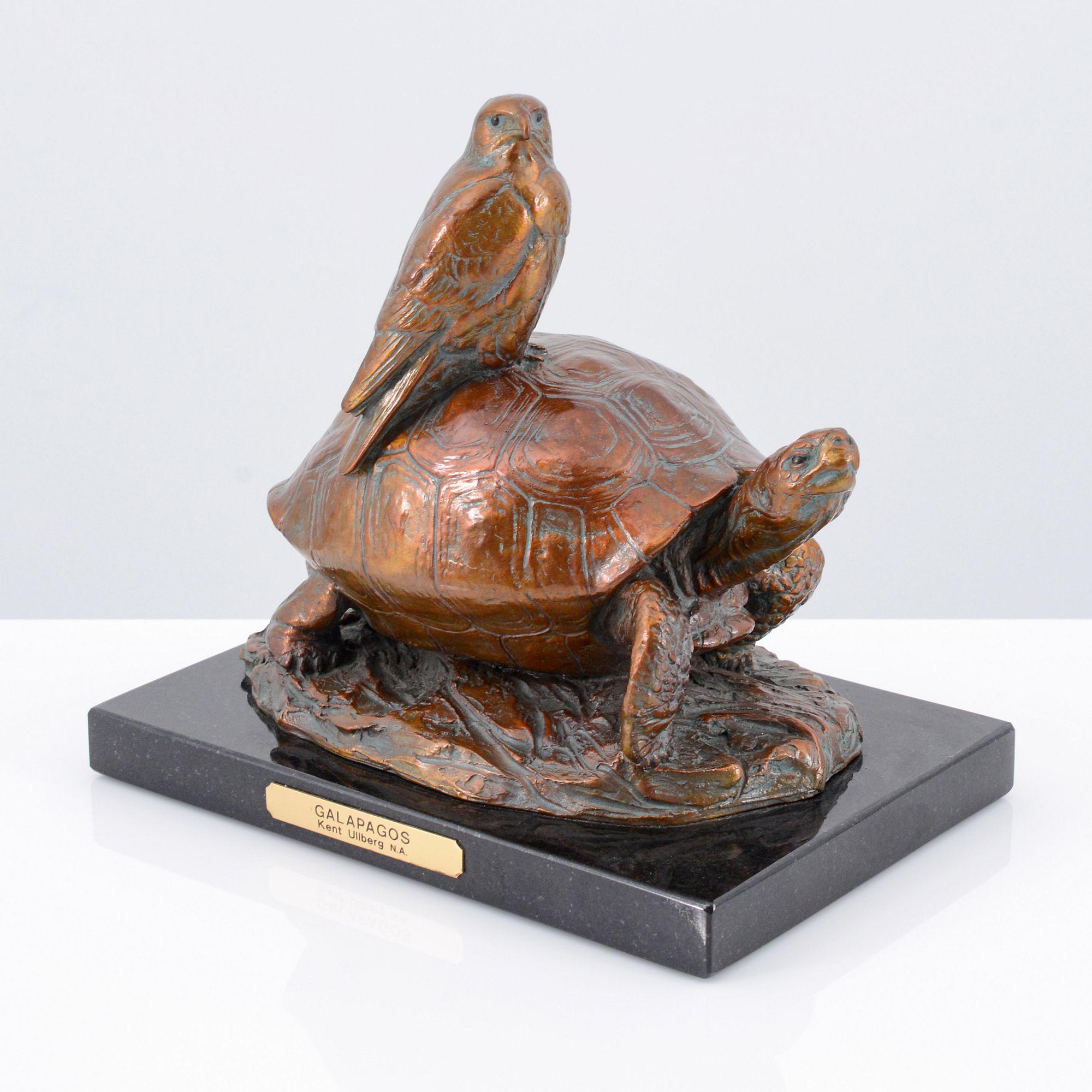 Kent Ullberg Bronze Sculpture, Tortoise & Hawk For Sale 10