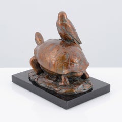 Kent Ullberg Bronze Sculpture, Tortoise & Hawk