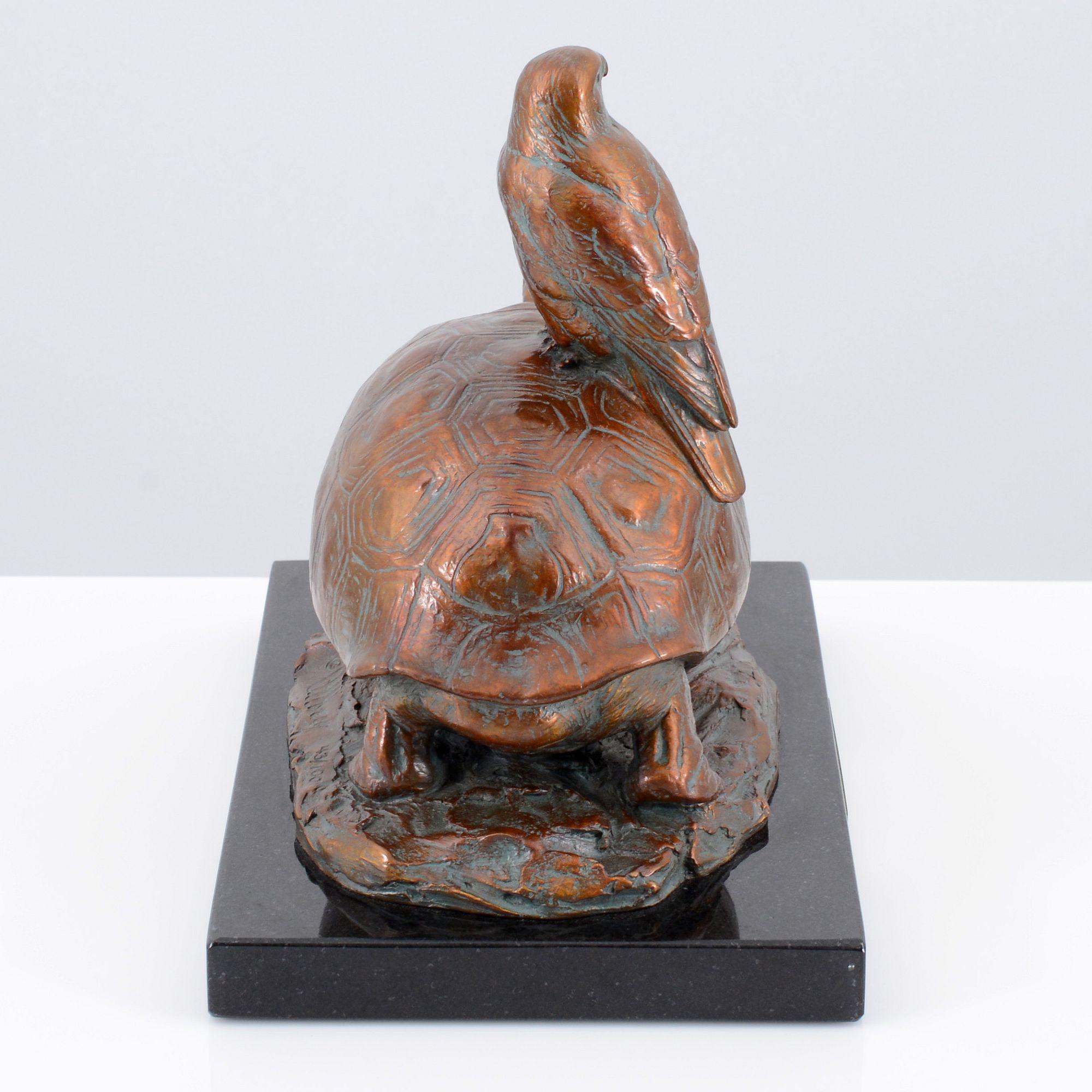 Kent Ullberg Bronze Sculpture, Tortoise & Hawk For Sale 2