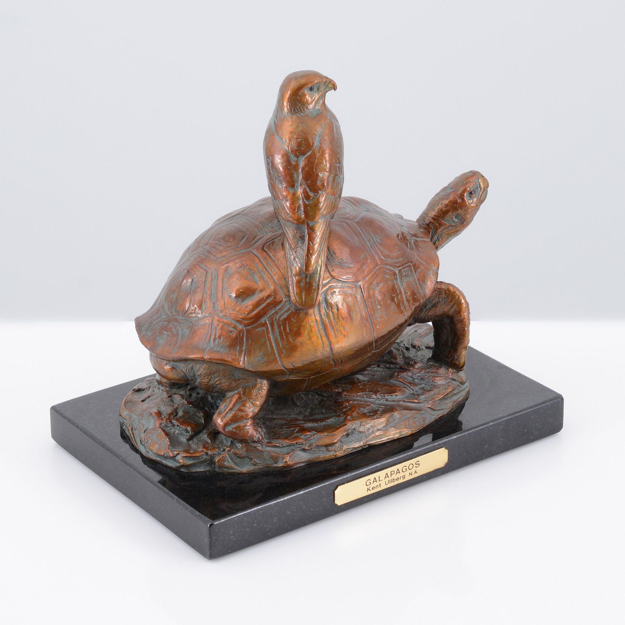 Kent Ullberg Bronze Sculpture, Tortoise & Hawk For Sale 3