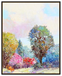Kent R Wallis Original Painting Oil On Canvas Signed Flower Landscape Framed Art