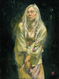 "Darcy in White" oil painting by Kent Williams