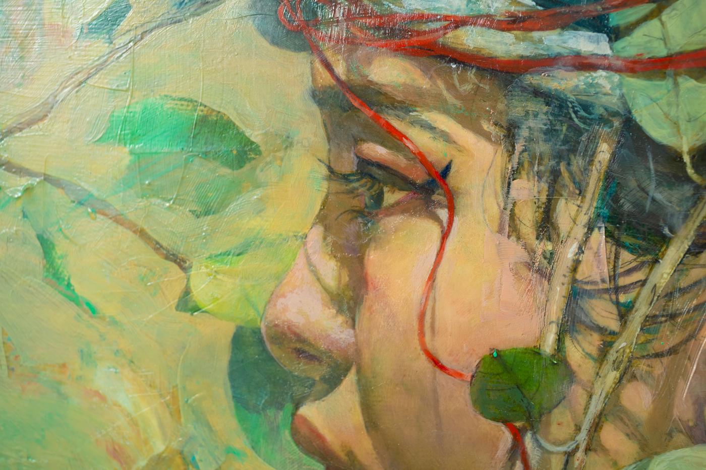 Kopfschmuck Profil (Braun), Portrait Painting, von Kent Williams