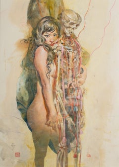 "Omnia Sceletus" pintura en técnica mixta de Kent Williams