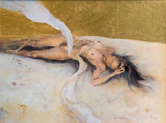 "Quiescence Mind" Oil Painting with Gold Leaf on Panel