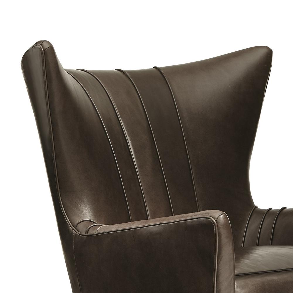 Hand-Crafted Kenton Armchair with Brown Genuine Leather For Sale