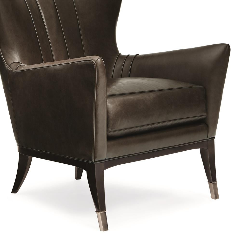 Kenton Armchair with Brown Genuine Leather In New Condition For Sale In Paris, FR